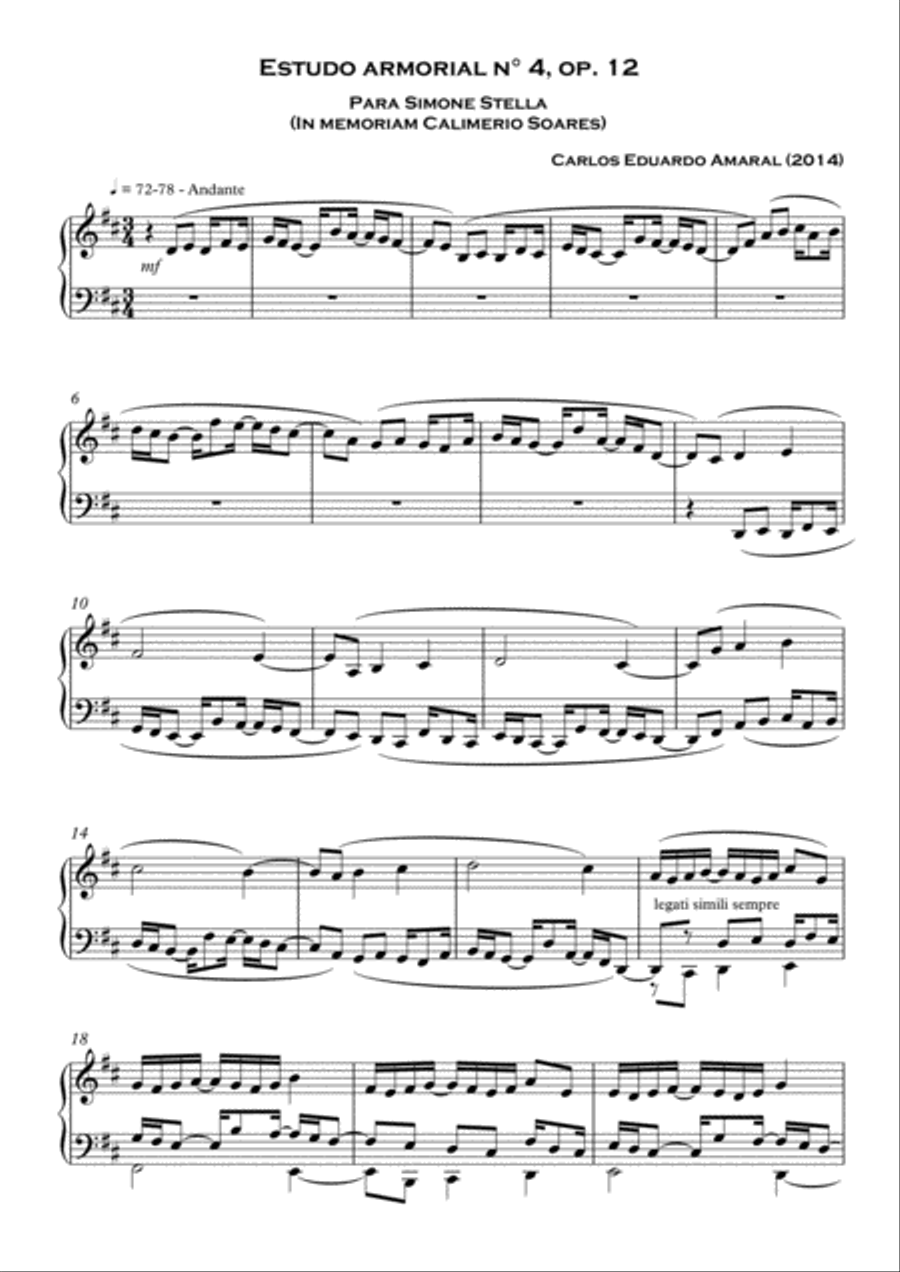 Estudo armorial n° 4, op.12 - for harpsichord solo (or piano) Harpsichord scores gallery preview page 1