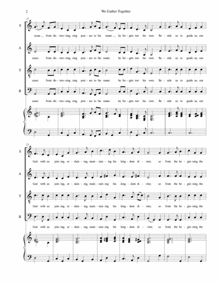 We Gather Together (The Thanksgiving Hymn) - for SATB with piano accompaniment image number null
