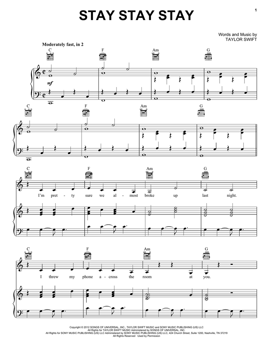 Stay Stay Stay Stay Stay Stay Acoustic Guitar scores gallery preview page 1