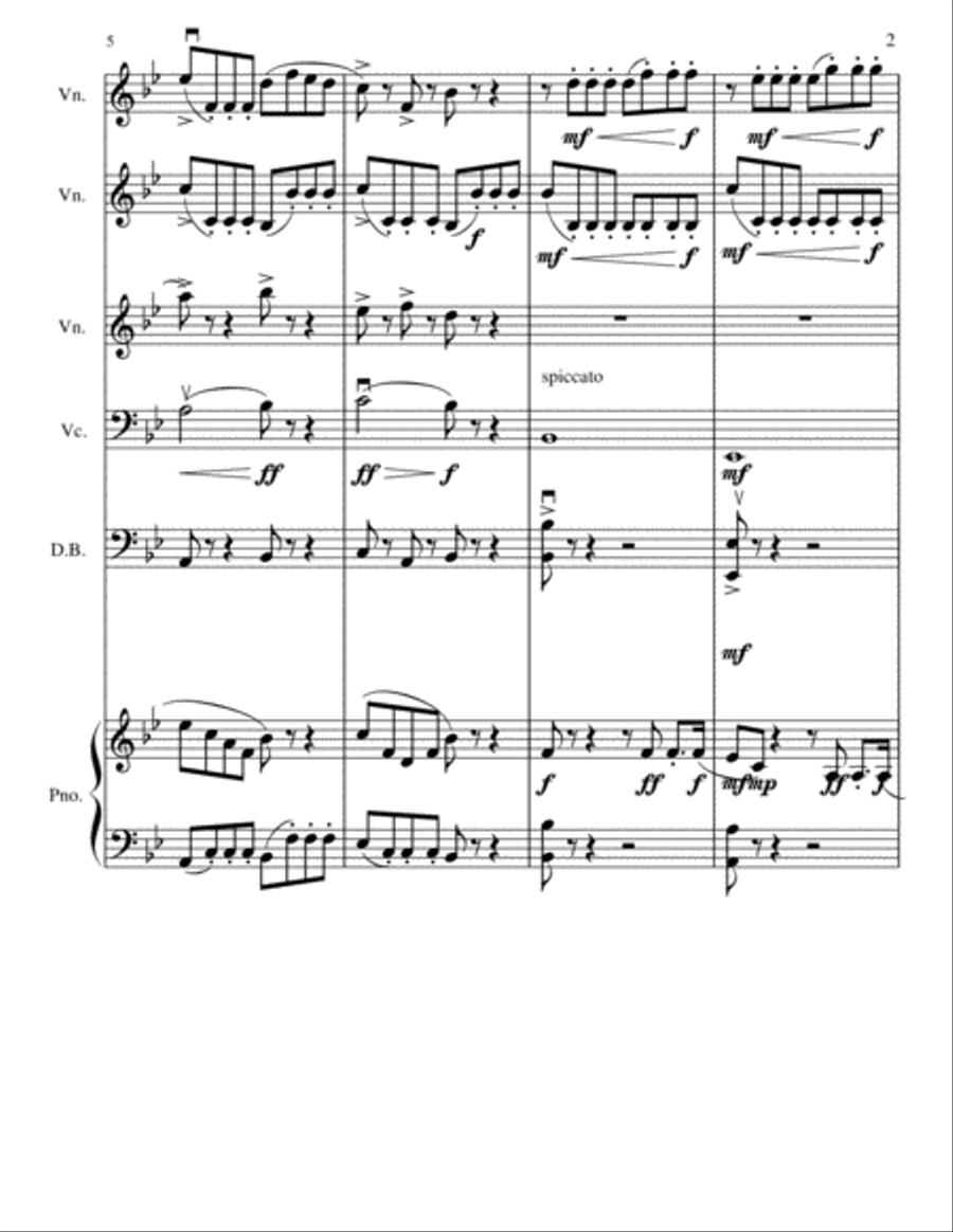 Piano Sextet No. 1 in Bb Major, Mvt. 1 Small Ensemble scores gallery preview page 2