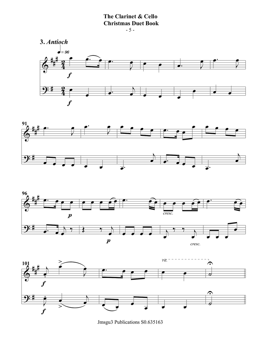 The Clarinet & Cello Christmas Duet Book Clarinet scores gallery preview page 6