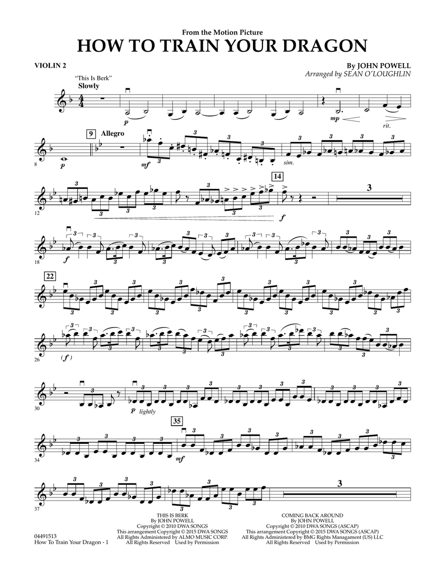How to Train Your Dragon - Violin 2 Full Orchestra scores gallery preview page 1