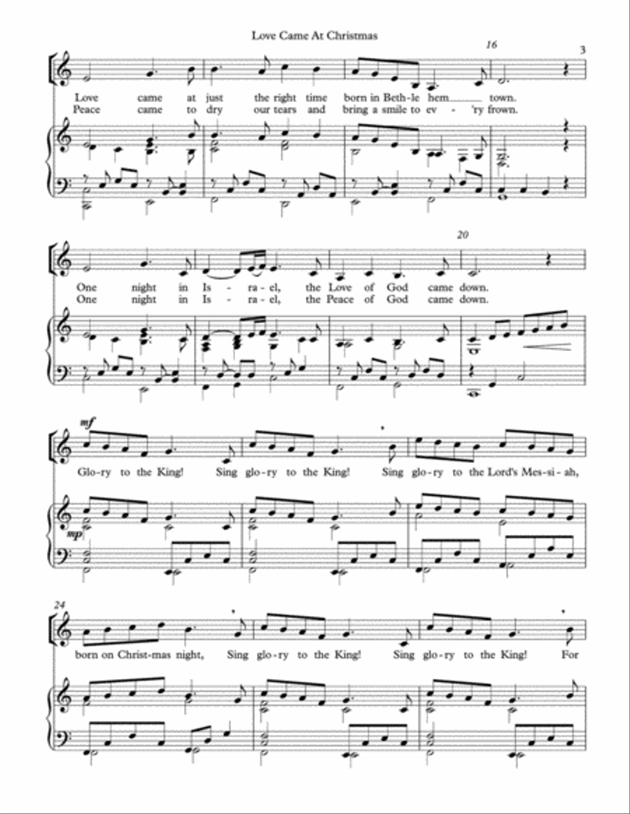 Love Came At Christmas Unison Choir scores gallery preview page 3