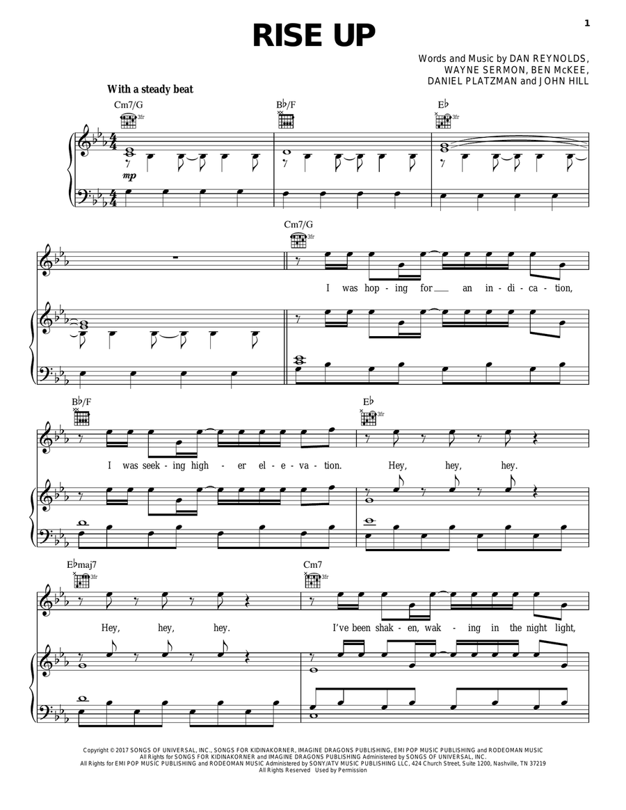 Rise Up Rise Up Piano, Vocal, Guitar scores gallery preview page 1