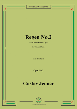 Book cover for Jenner-Regen No.2,in B flat Major,Op.6 No.2