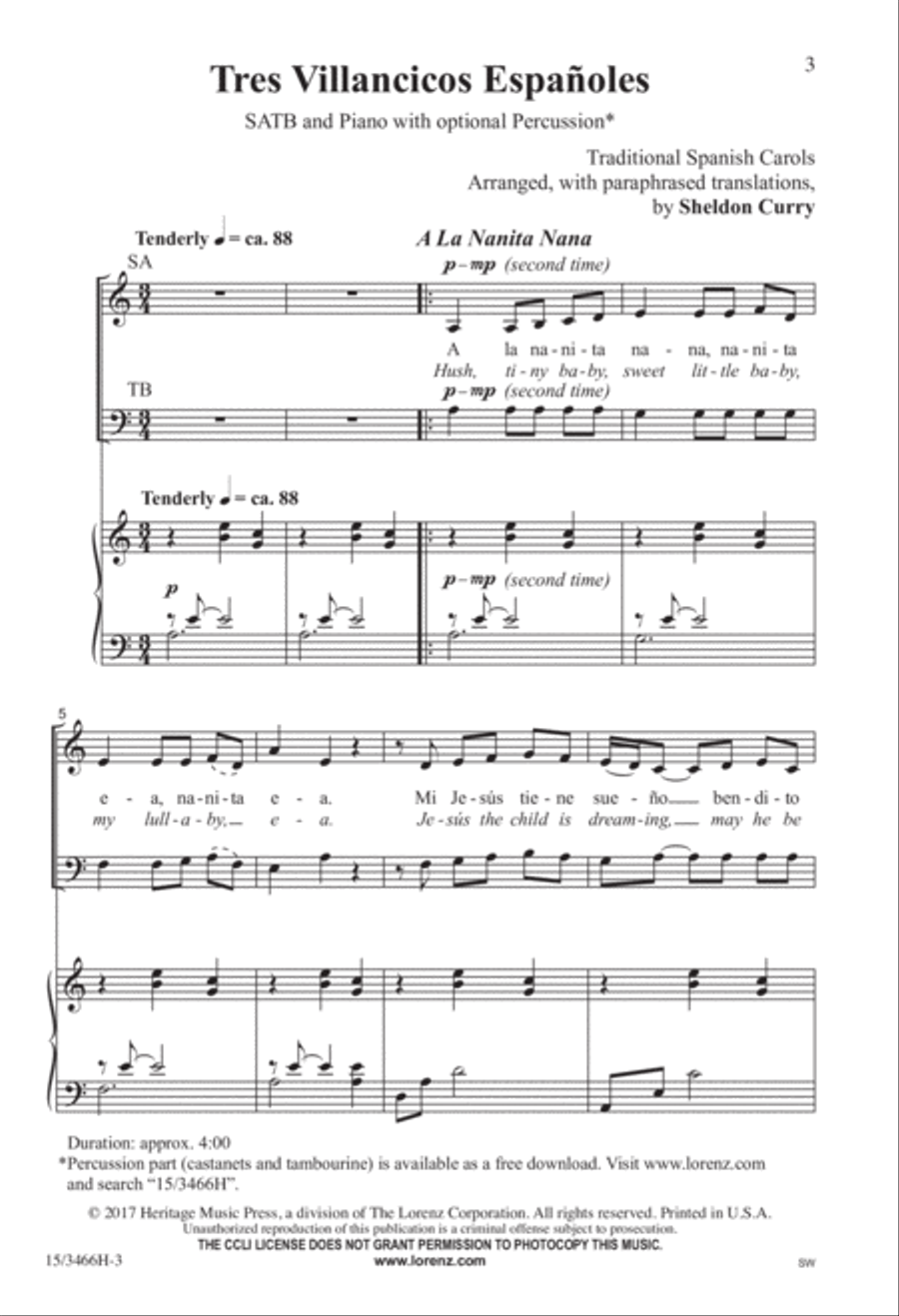 Tres Villancicos Españoles 4-Part scores gallery preview page 2