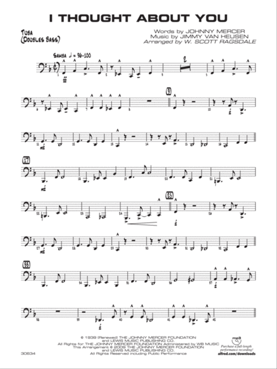I Thought About You: Tuba Jazz Ensemble scores gallery preview page 1