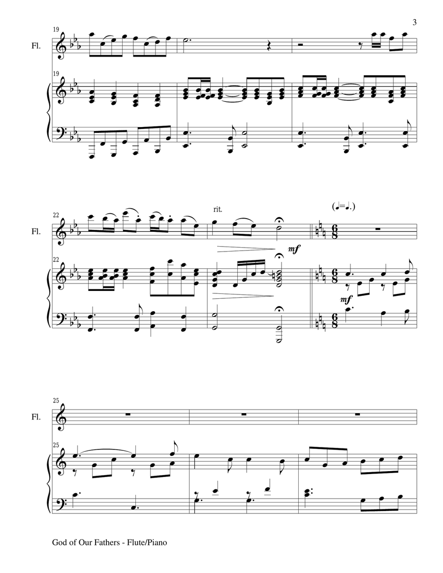 GOD OF OUR FATHERS (Duet – Flute and Piano/Score and Parts) GOD OF OUR FATHERS (Duet – Flute and Piano/Score and Parts) Woodwind Duet scores gallery preview page 3