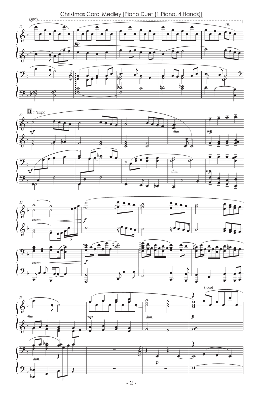 Christmas Carol Medley [Piano Duet (1 Piano) / advanced / Christmas Music Arr.] image number null