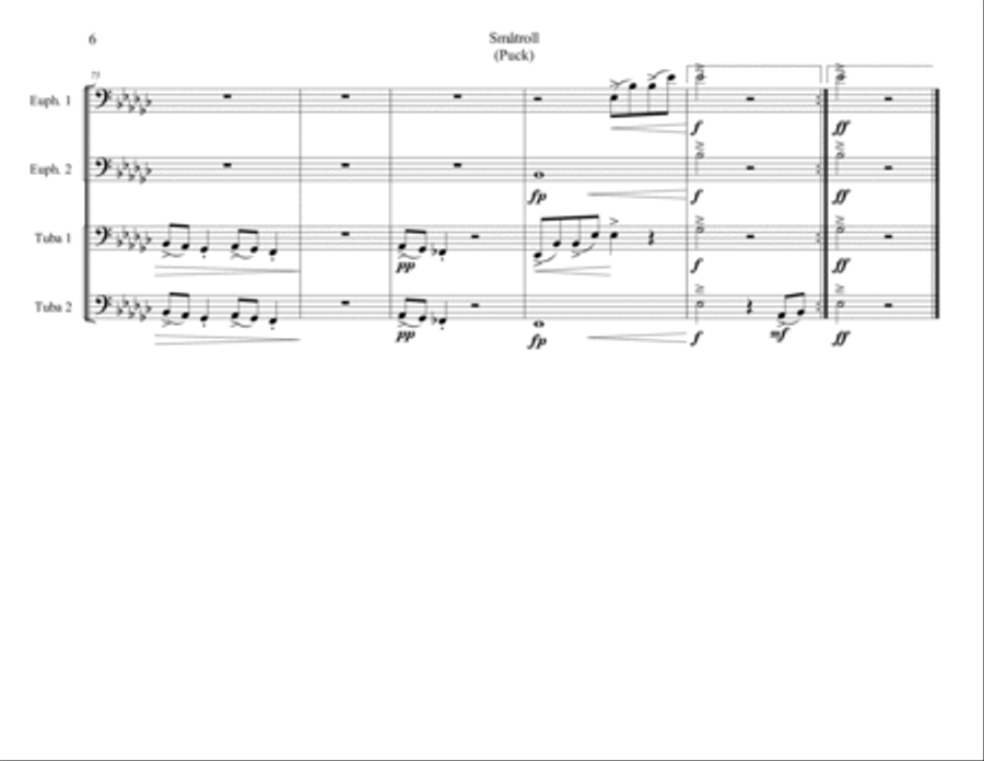 Småtroll (Puck) From Grieg's Lyric Pieces for Tuba-Euphonium Quartet Brass Ensemble scores gallery preview page 6