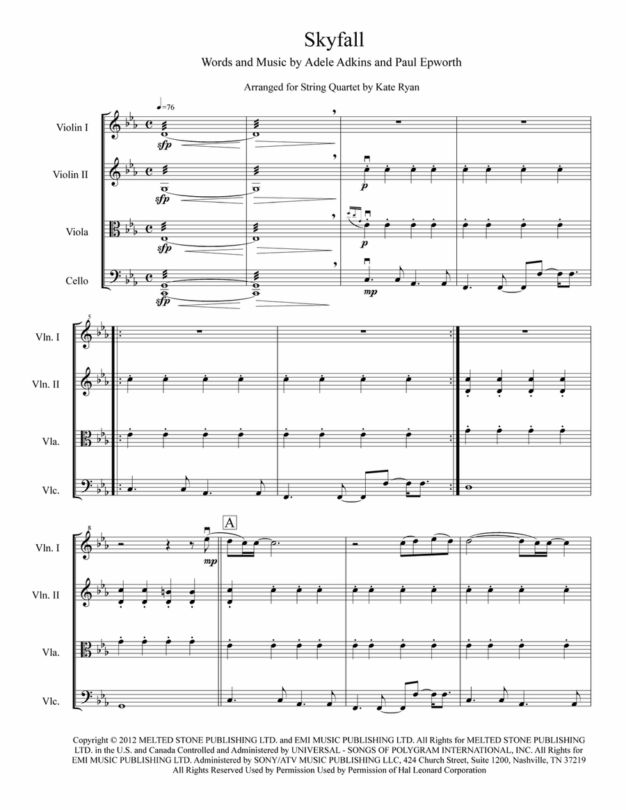 Skyfall Skyfall String Quartet scores gallery preview page 2