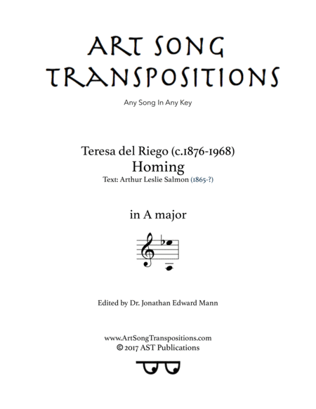 DEL RIEGO: Homing (transposed to A major)