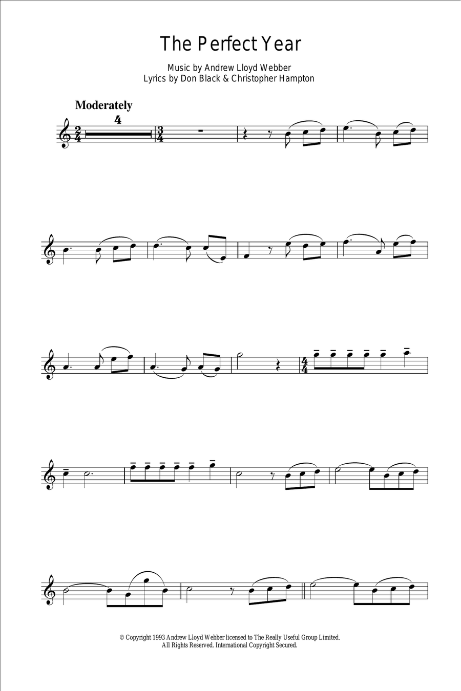 The Perfect Year (from Sunset Boulevard) Alto Saxophone scores gallery preview page 1