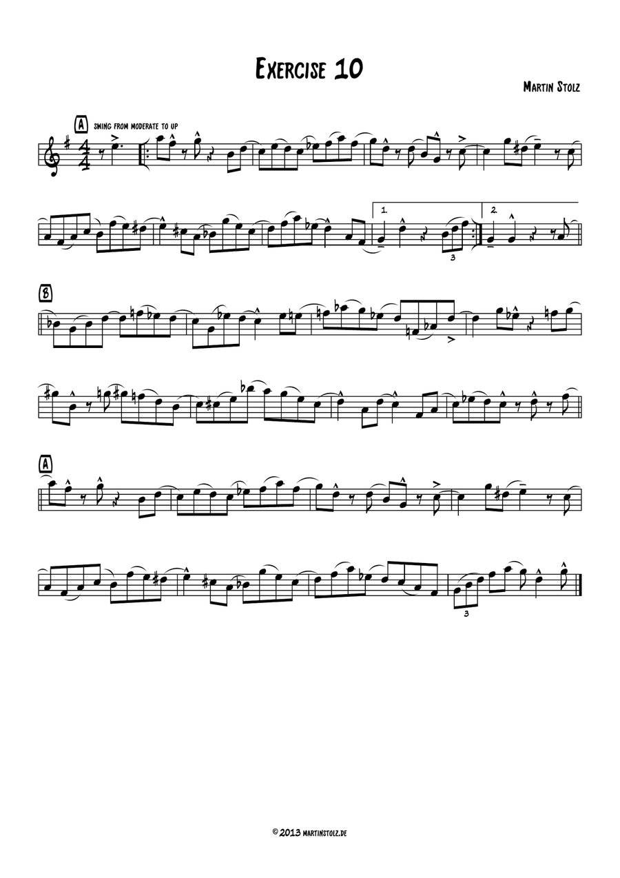 Jazz Exercise 10 Flute Flute Solo scores gallery preview page 1