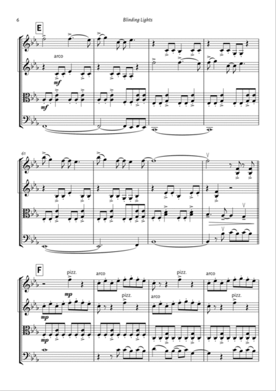 Blinding Lights String Quartet scores gallery preview page 6