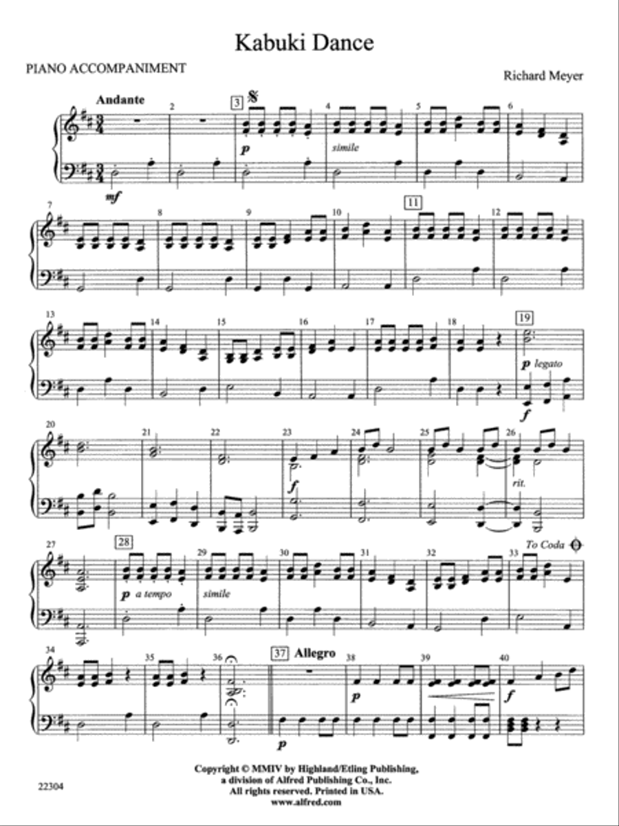 Kabuki Dance: Piano Accompaniment by Richard Meyer