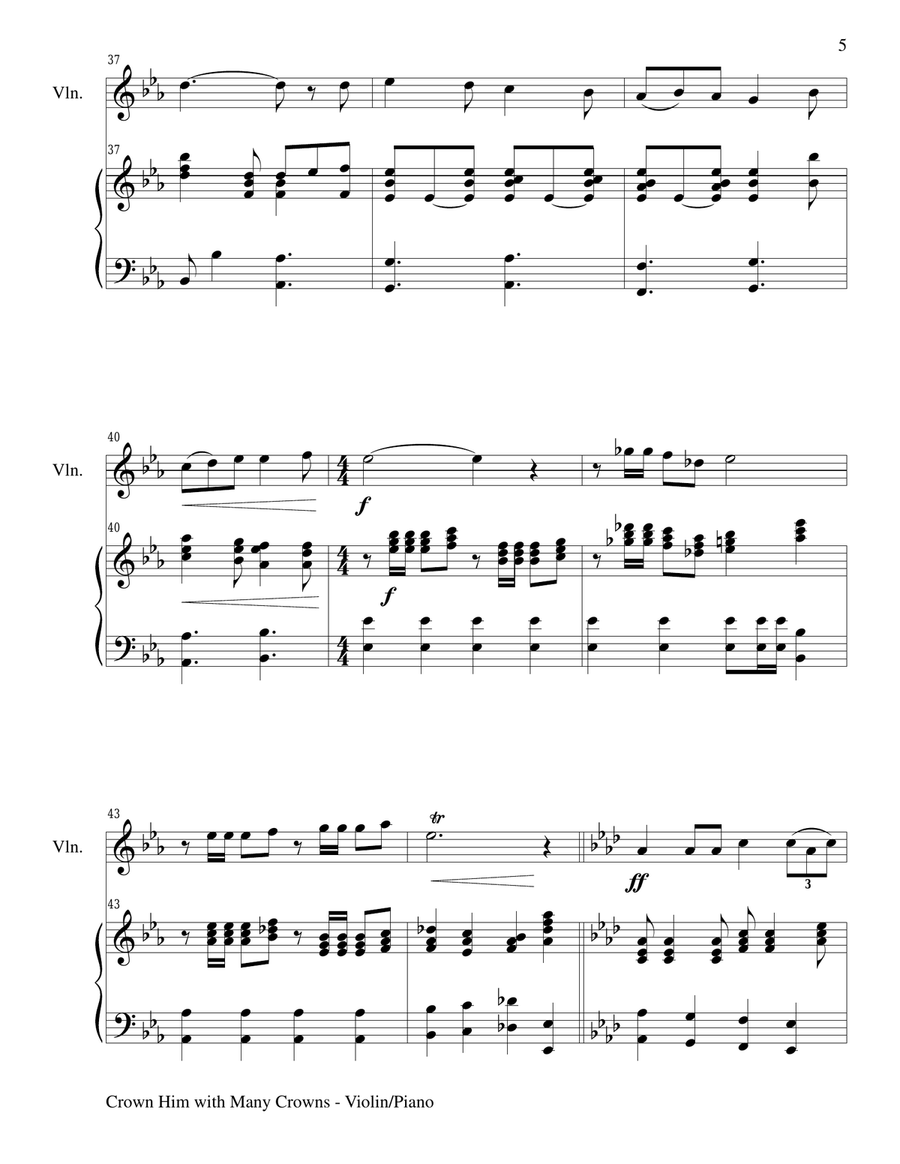 CROWN HIM WITH MANY CROWNS (Duet – Violin and Piano/Score and Parts) Violin scores gallery preview page 5