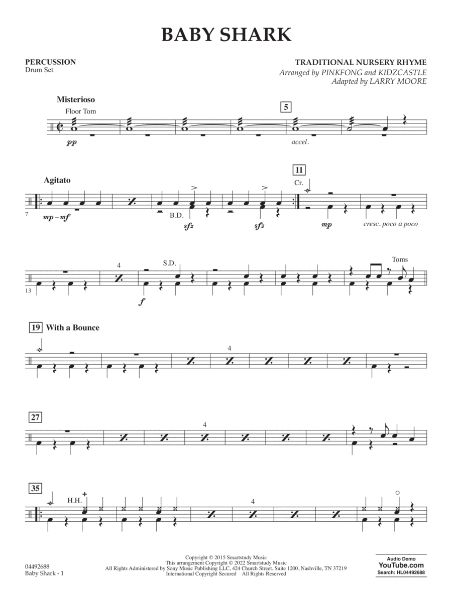 Baby Shark (arr. Larry Moore) - Percussion Orchestra scores gallery preview page 1