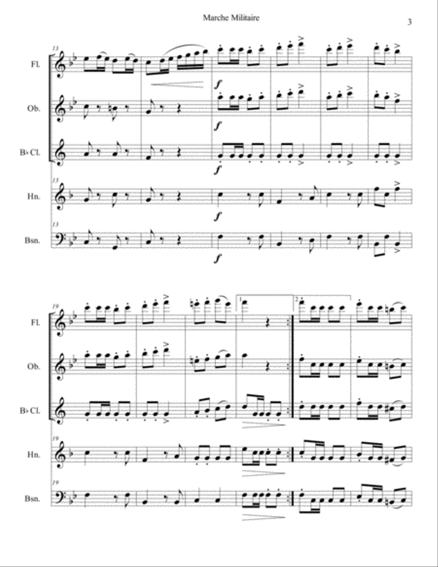 Marche Militaire for Woodwind Quintet Woodwind Quintet scores gallery preview page 3