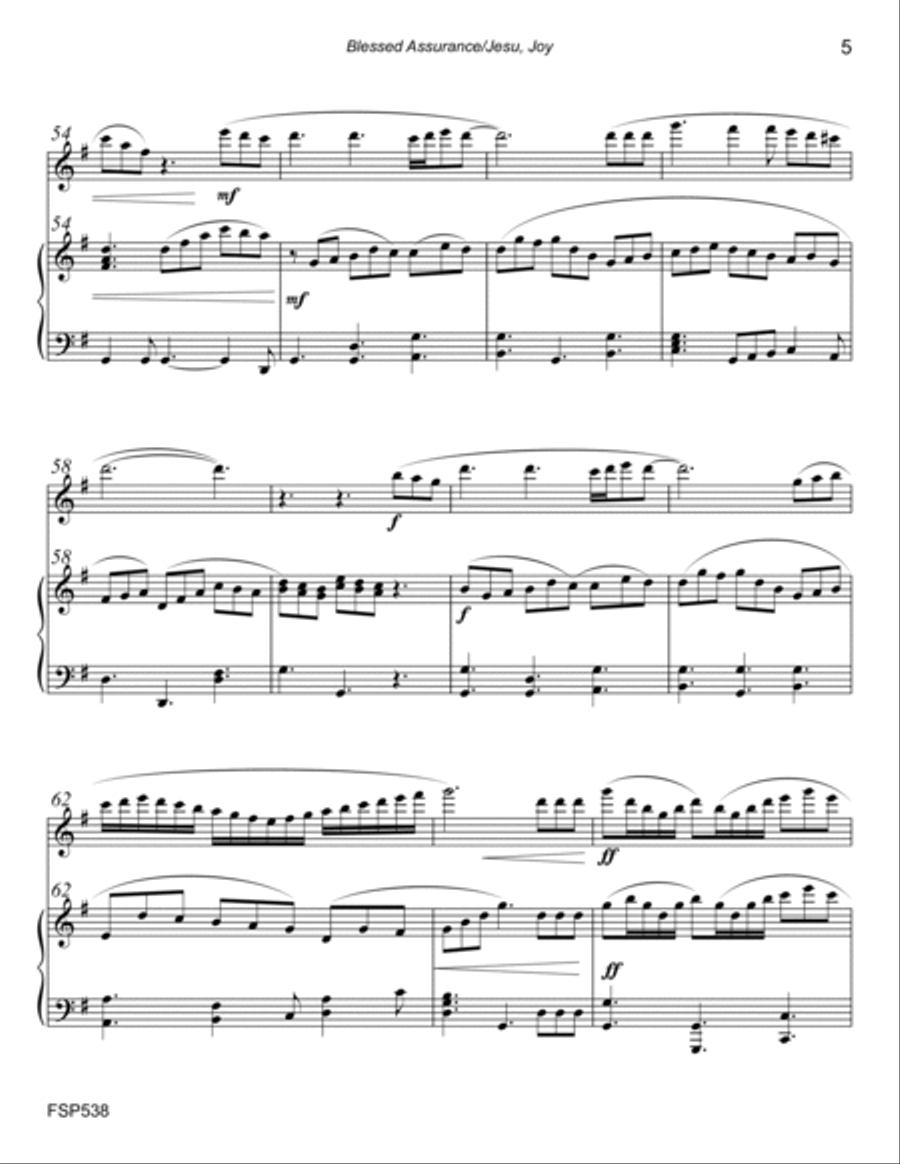 BLESSED ASSURANCE & JESUS JOY OF MAN'S DESIRING - FLUTE SOLO with Piano Accompaniment Flute Solo scores gallery preview page 5