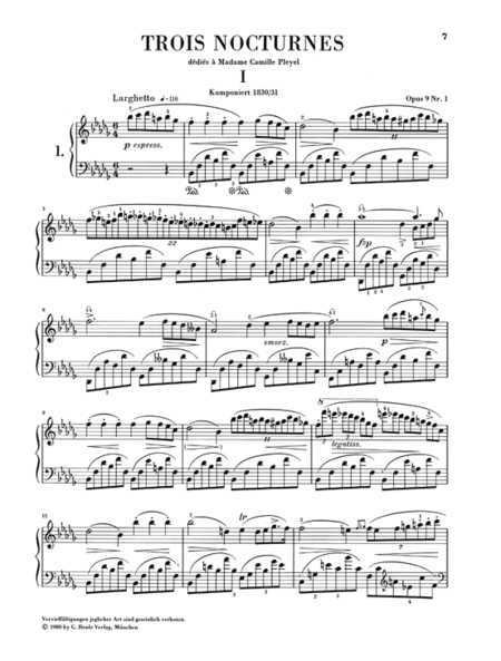 Nocturnes by Frederic Chopin Piano Solo - Sheet Music