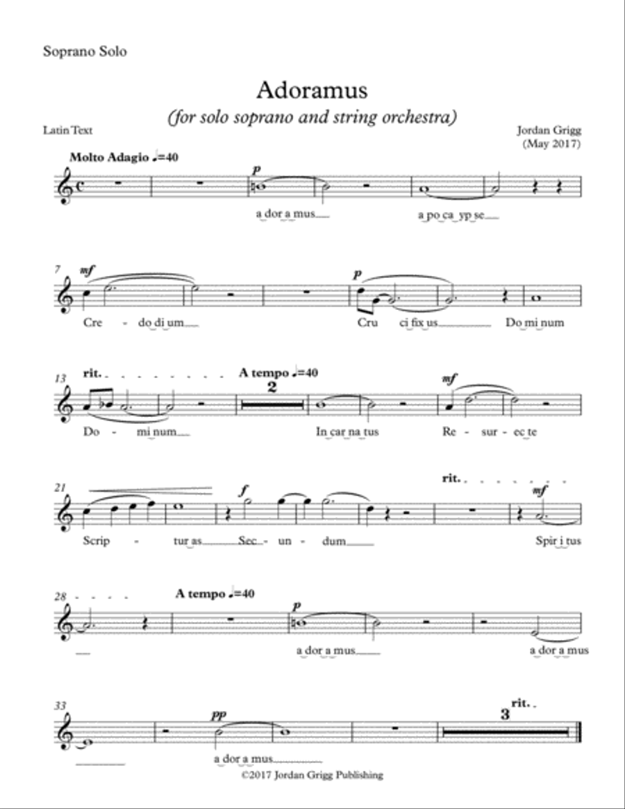 Adoramus (for solo soprano and string orchestra) String Orchestra scores gallery preview page 5
