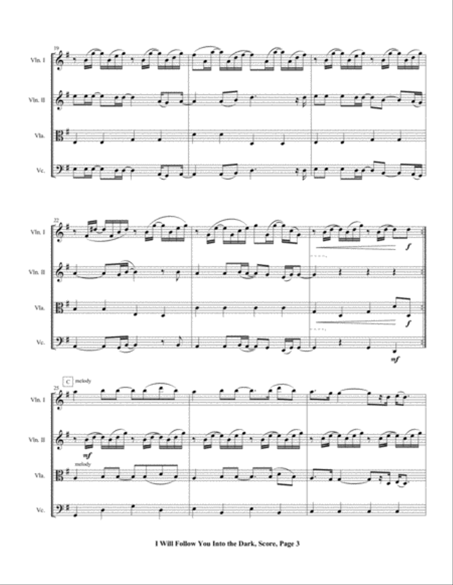 I Will Follow You Into The Dark String Quartet scores gallery preview page 6