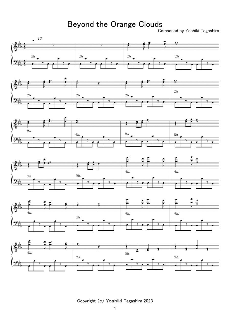 Beyond the Orange Clouds Piano Solo scores gallery preview page 1