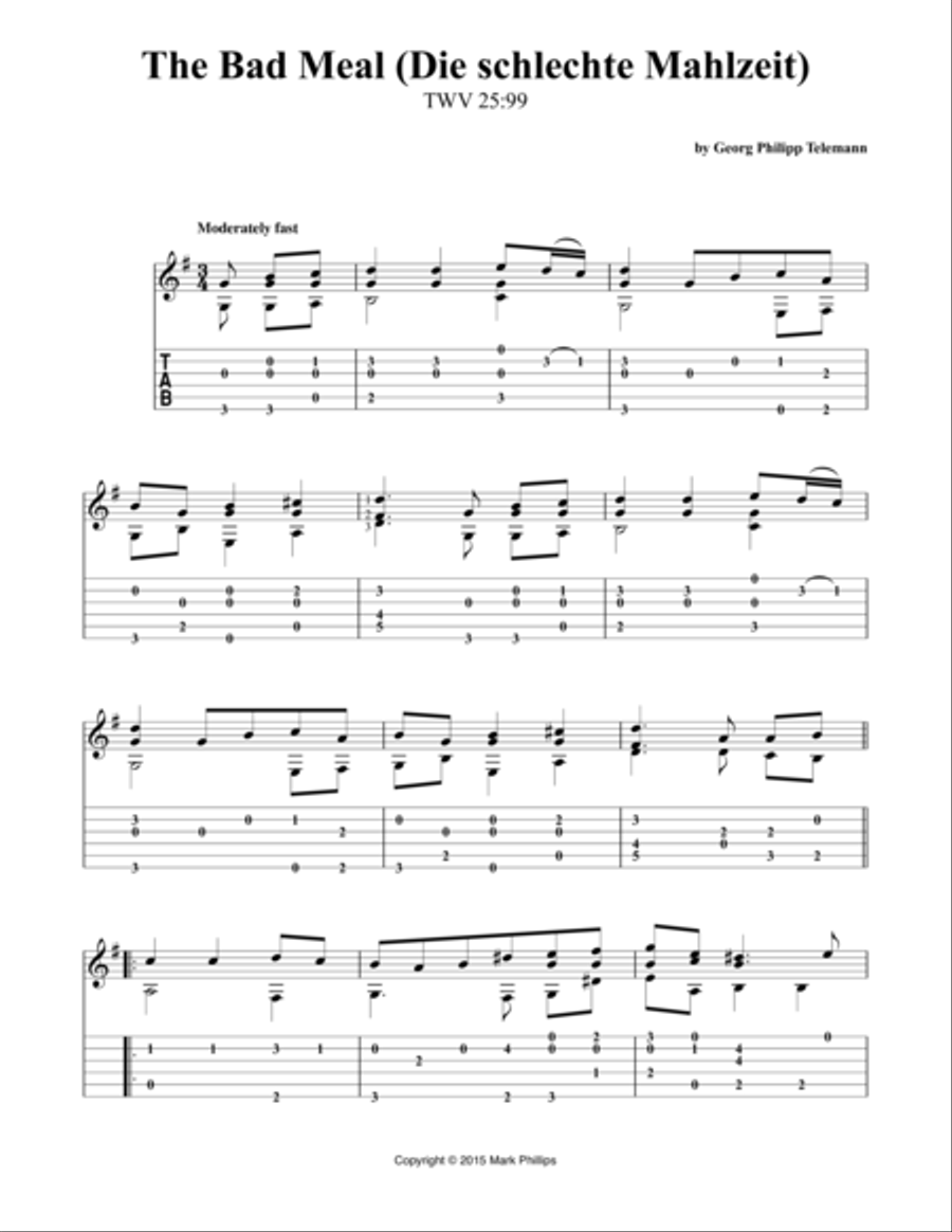 The Bad Meal (Die schlechte Mahlzeit) Classical Guitar scores gallery preview page 1