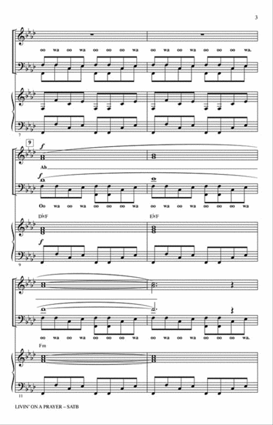 Livin' on a Prayer Choir scores gallery preview page 3