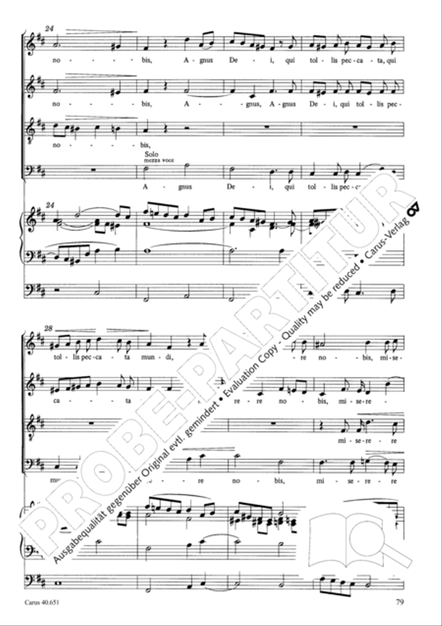 Mass in D Major (Missa in D) 4-Part scores gallery preview page 88