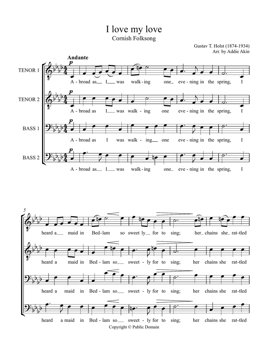 I Love my Love TTBB scores gallery preview page 1