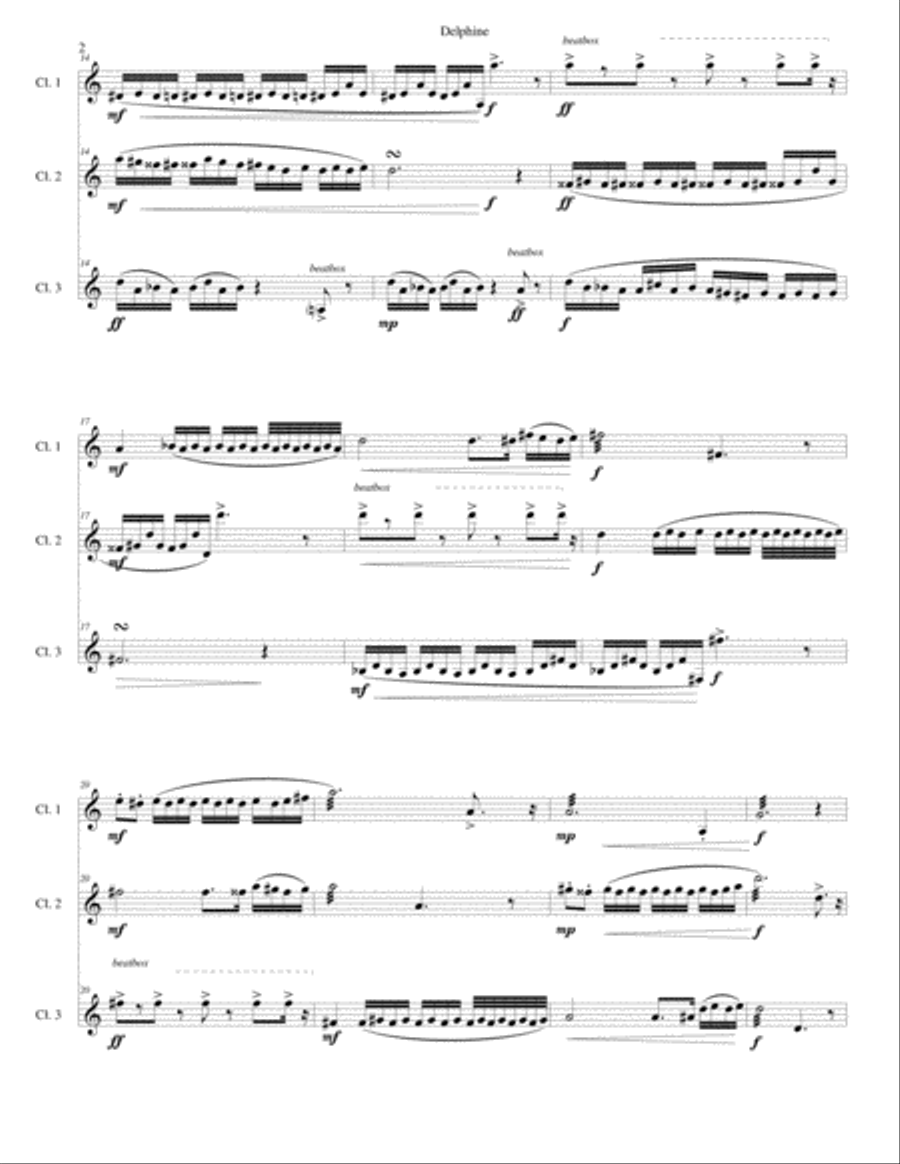Delphine for clarinet trio (canon a 3) Clarinet Trio scores gallery preview page 2