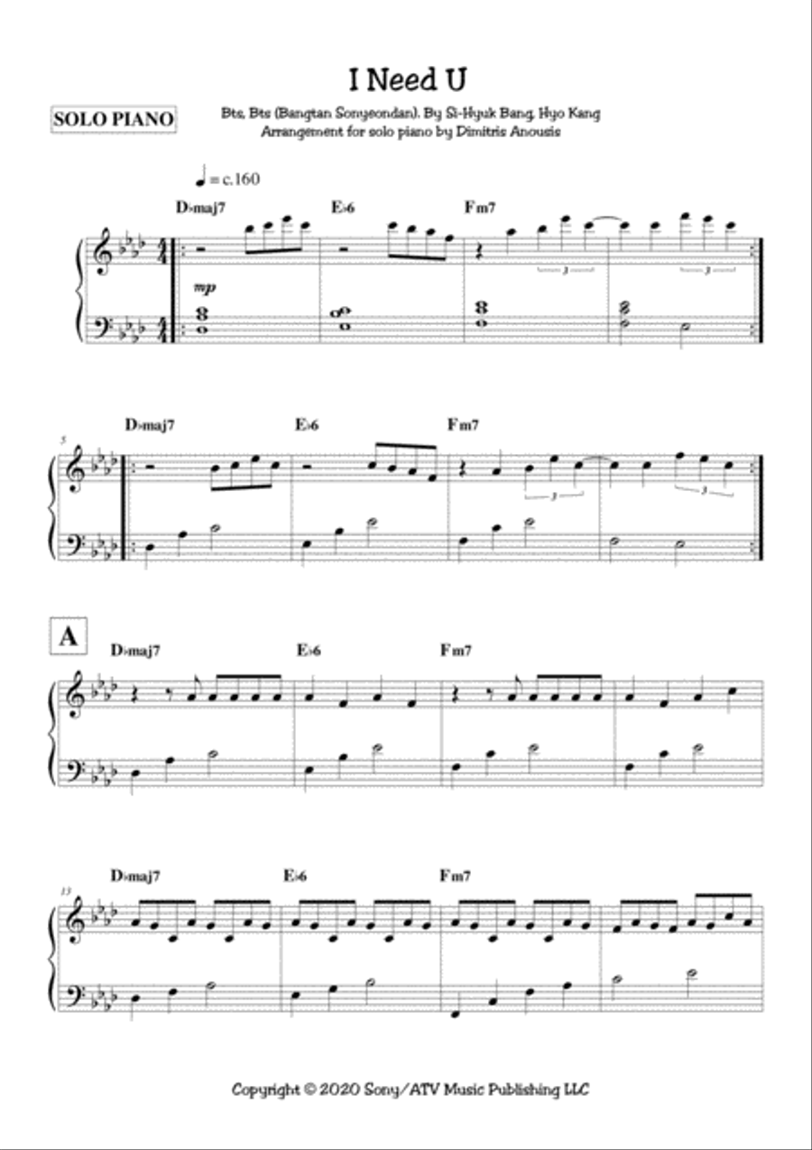 I Need U Piano Solo scores gallery preview page 3