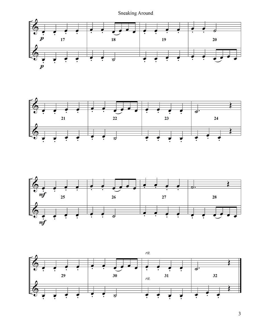 Elementary Duets, Volume 1, for Clarinet, Bass Clarinet, Trumpet, and Baritone T. C. Clarinet Duet scores gallery preview page 3