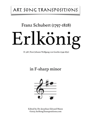 Book cover for SCHUBERT: Erlkönig, D. 328 (transposed to F-sharp minor)