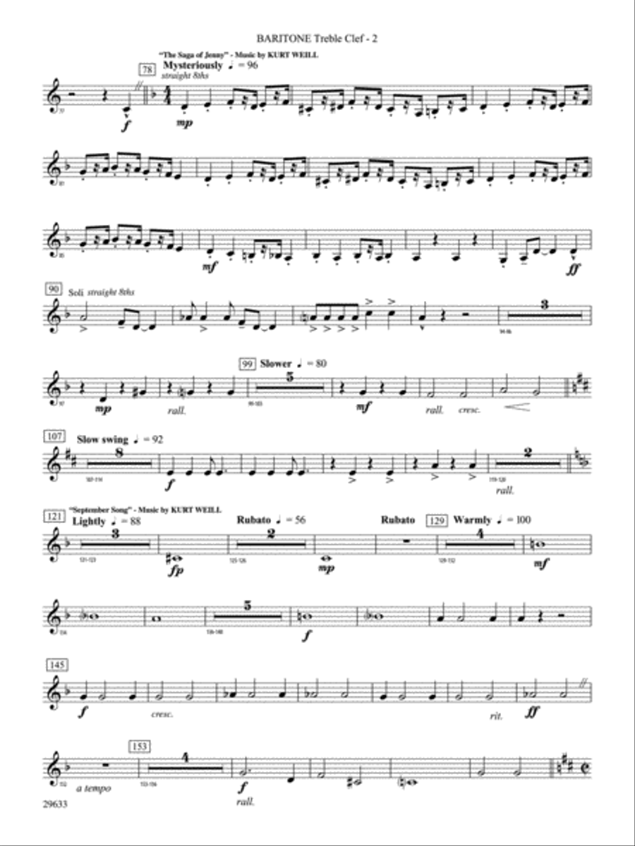 A Tribute to Kurt Weill: Baritone T.C. Concert Band scores gallery preview page 2