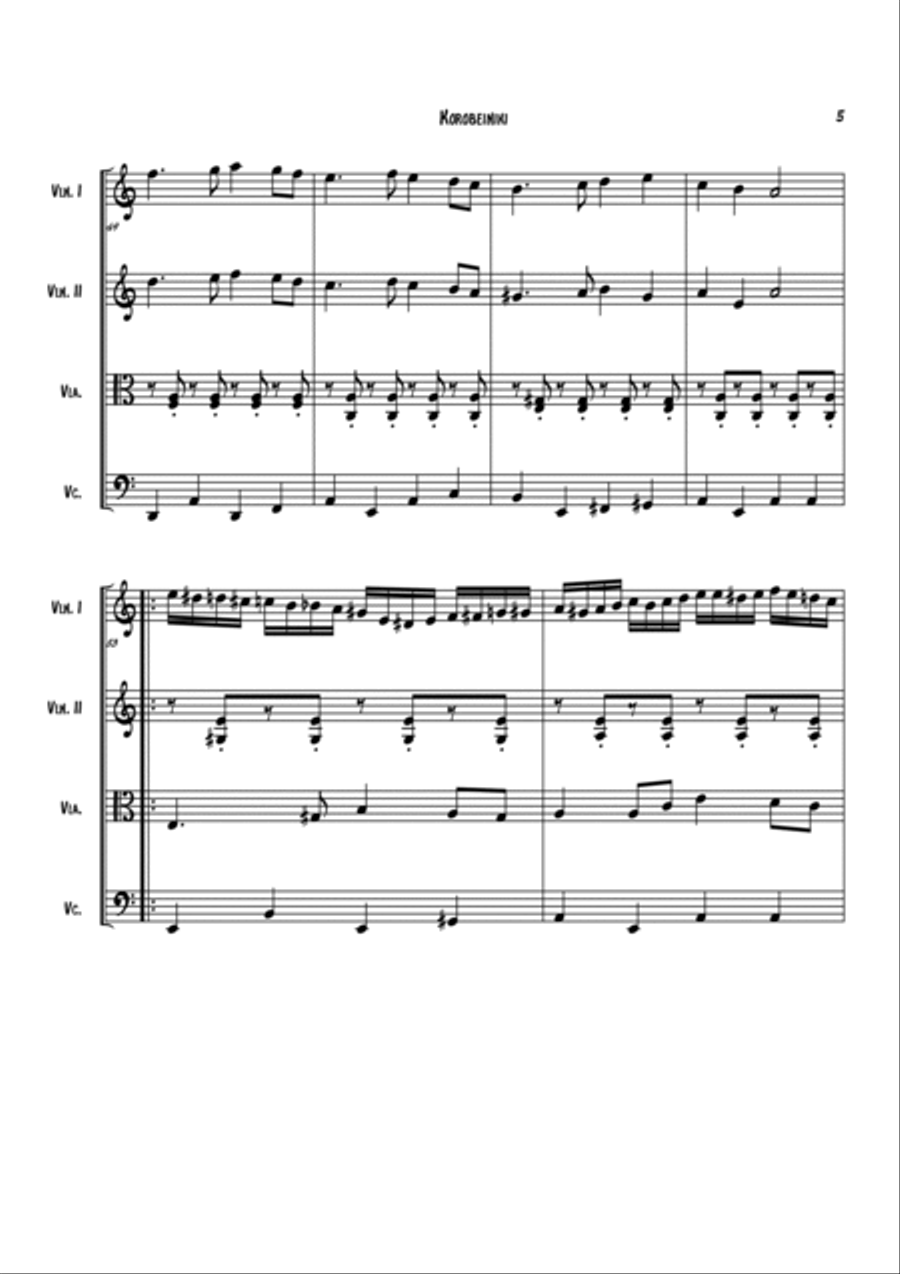 Korobeiniki (Tetris Theme) String Quartet scores gallery preview page 5