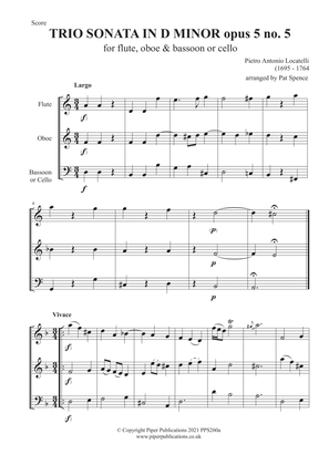 Book cover for LOCATELLI: TRIO SONATA IN D MINOR OPUS 5 No. 5 for flute, oboe & bassoon or cello