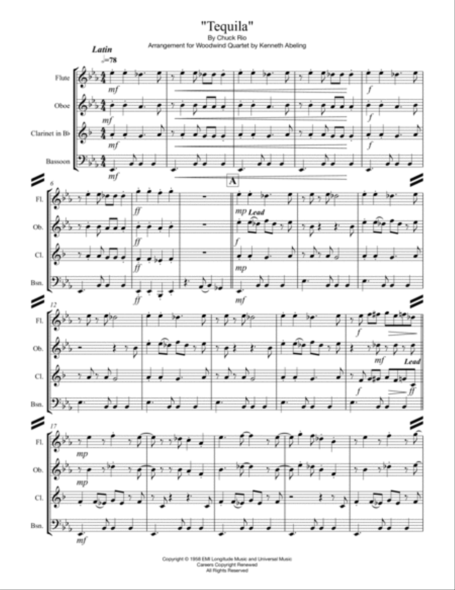 Tequila Woodwind Quartet scores gallery preview page 2