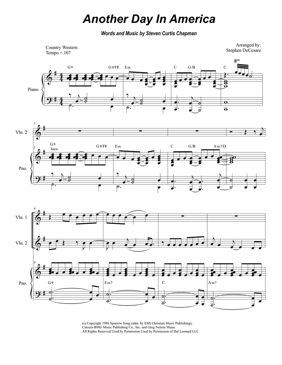 Another Day In America Piano Quintet scores gallery preview page 1