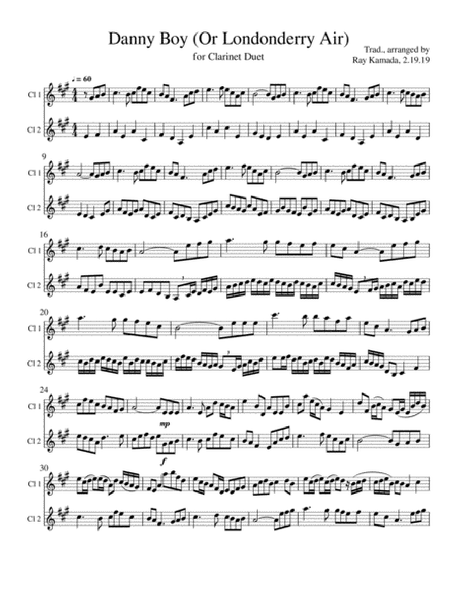 Etude for Clarinet Duet, based on Danny Boy (Londonderry Air) image number null
