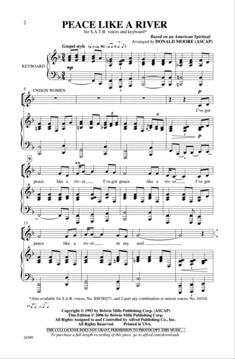 Peace Like a River 4-Part scores gallery preview page 2