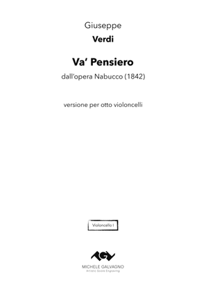 Verdi, Giuseppe - Va', Pensiero - for eight cellos (parts only - normal version)