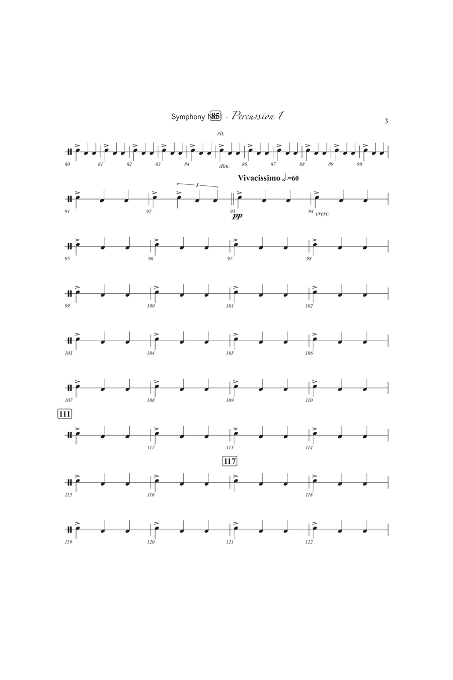 Symphony No. 1 (1st Percussion) Percussion scores gallery preview page 3