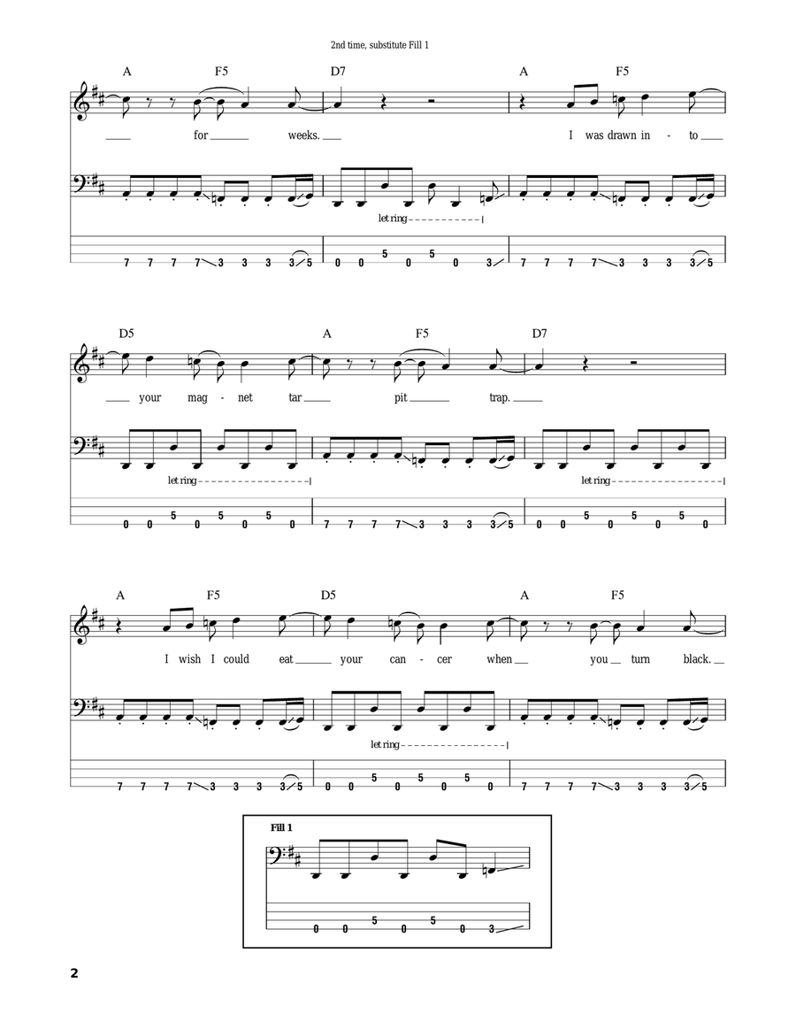 Heart Shaped Box Bass Guitar Tablature scores gallery preview page 2