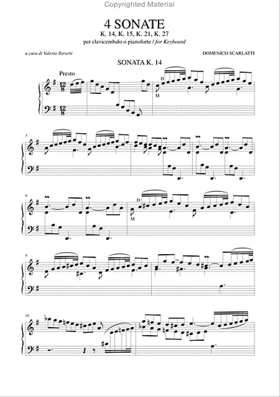 4 Sonatas (K. 14, 15, 21, 27) for Keyboard Harpsichord scores gallery preview page 2