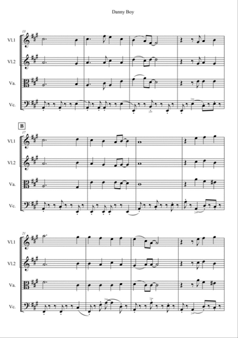 Danny Boy Danny Boy String Quartet scores gallery preview page 2