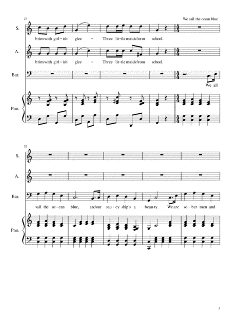 Gilbert and Sullivan Medley 3-Part scores gallery preview page 5