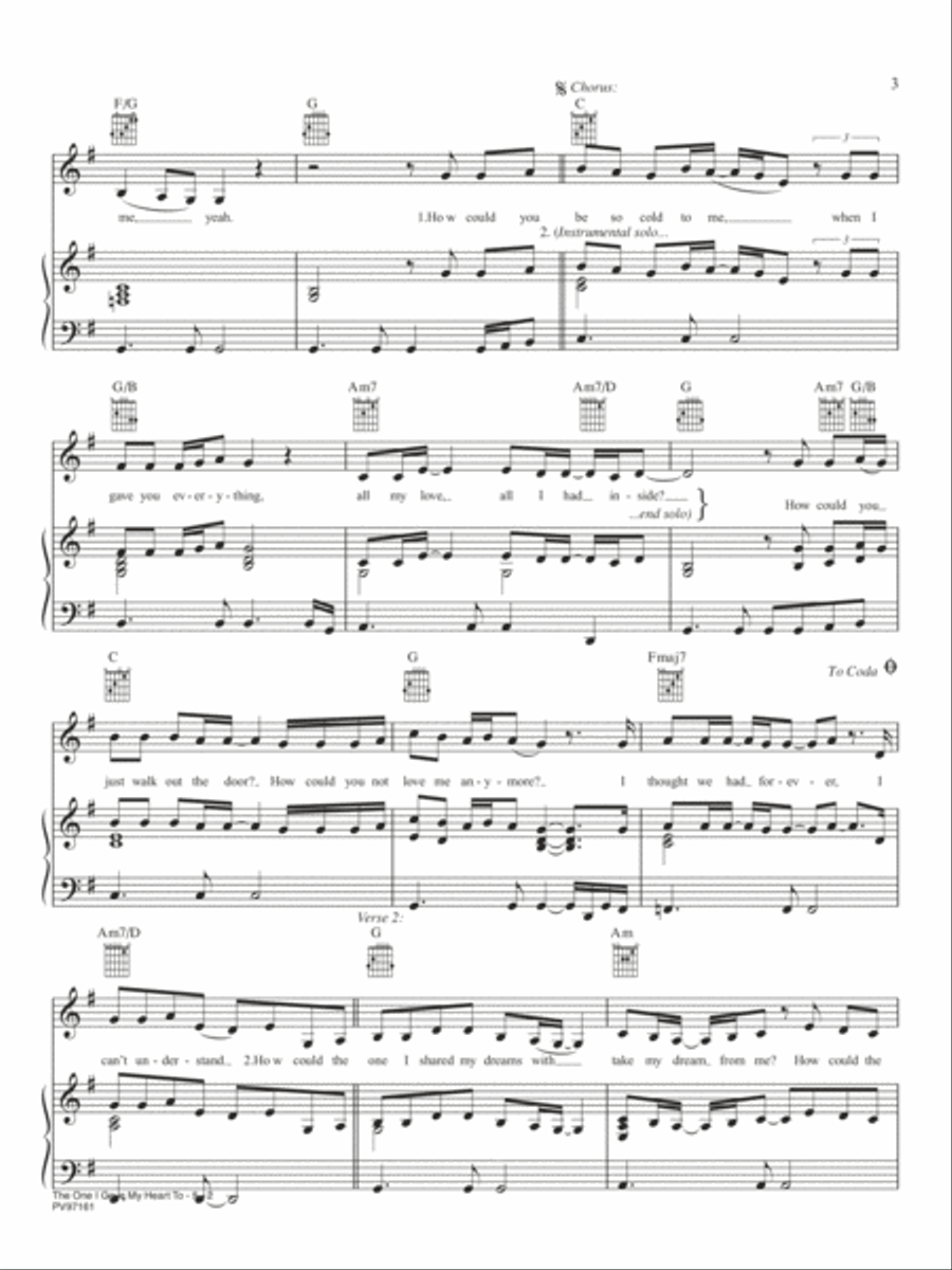 The One I Gave My Heart To Piano, Vocal, Guitar scores gallery preview page 2